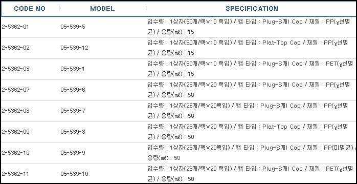 플라스틱원심관(코니칼),CENTRIFUGE TUBES CONICAL